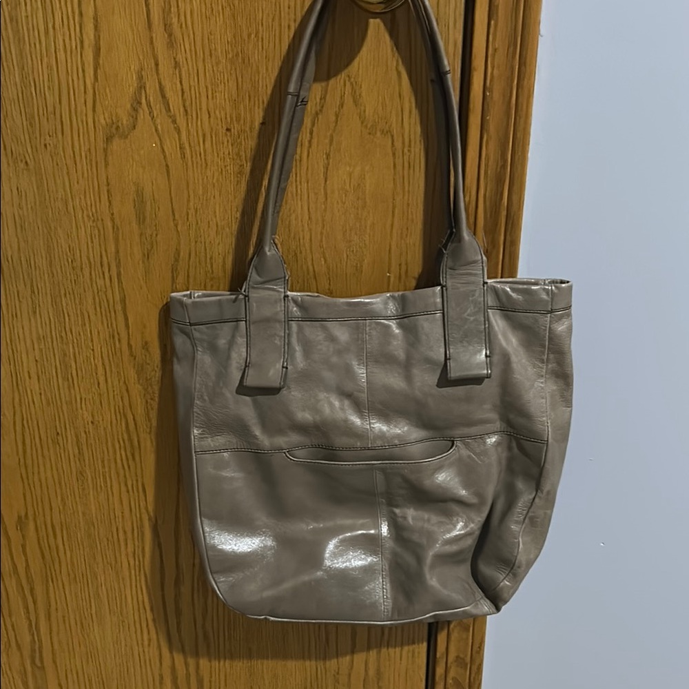 Hobo Elegant Gray Leather Tote Bag